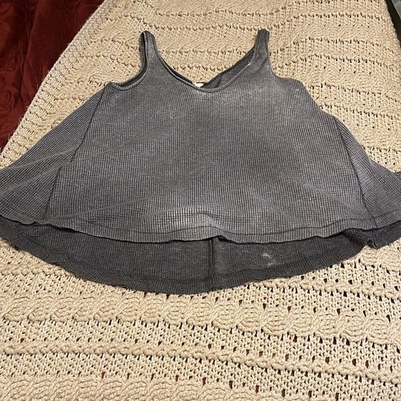We The Free Kitten Thermal Knit Flare Tank Top women’s Sz‎ XS GRAY distressed - Picture 9 of 14